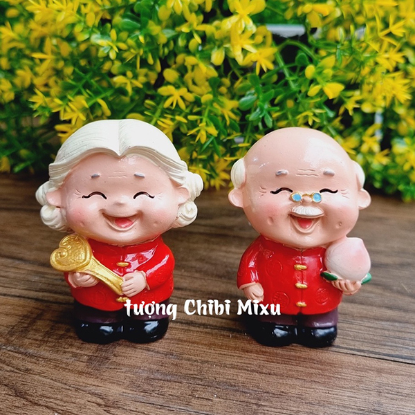 Tượng Bách Niên Giai Lão - Ông Bà áo đỏ 6cm